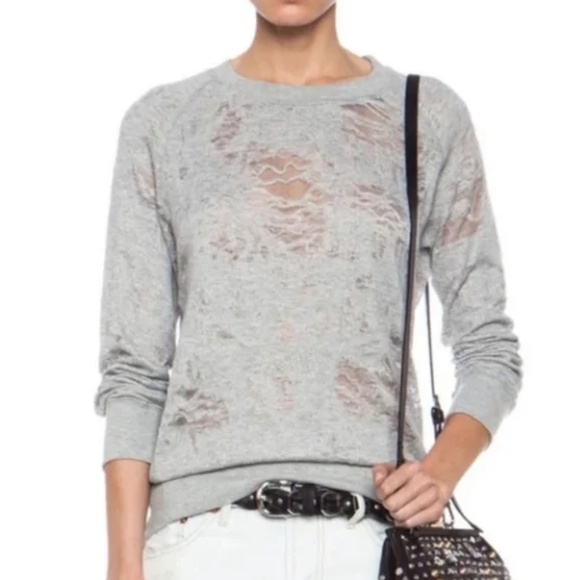 Iro Burnout Sweatshirt in Heather Grey, Sz S - Picture 8 of 8